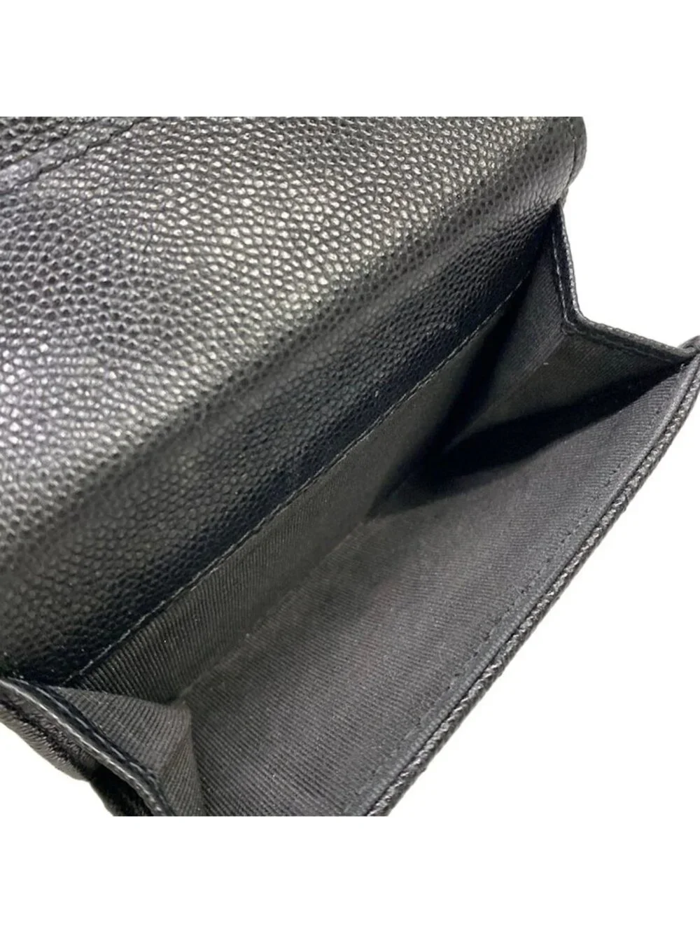 Chanel Trifold Wallet Classic Small Flap Quilted Black Silver